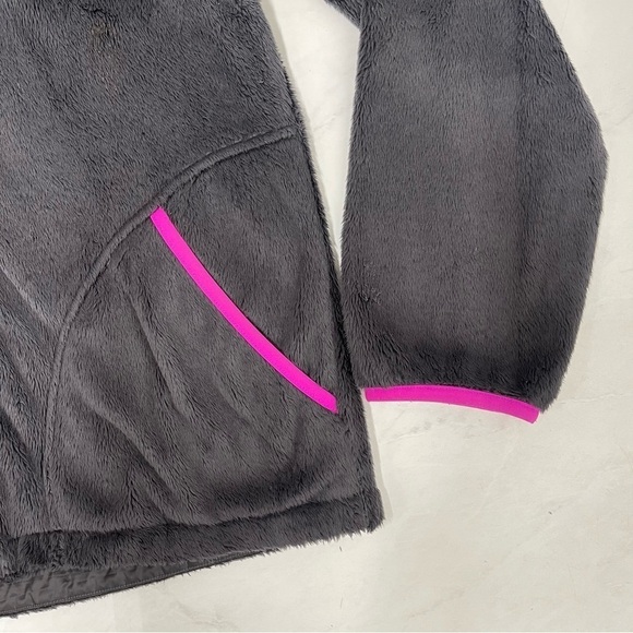 The North Face Gray Pink Hooded Full Zip Faux Fur Jacket Size Girls XL - Picture 6 of 6